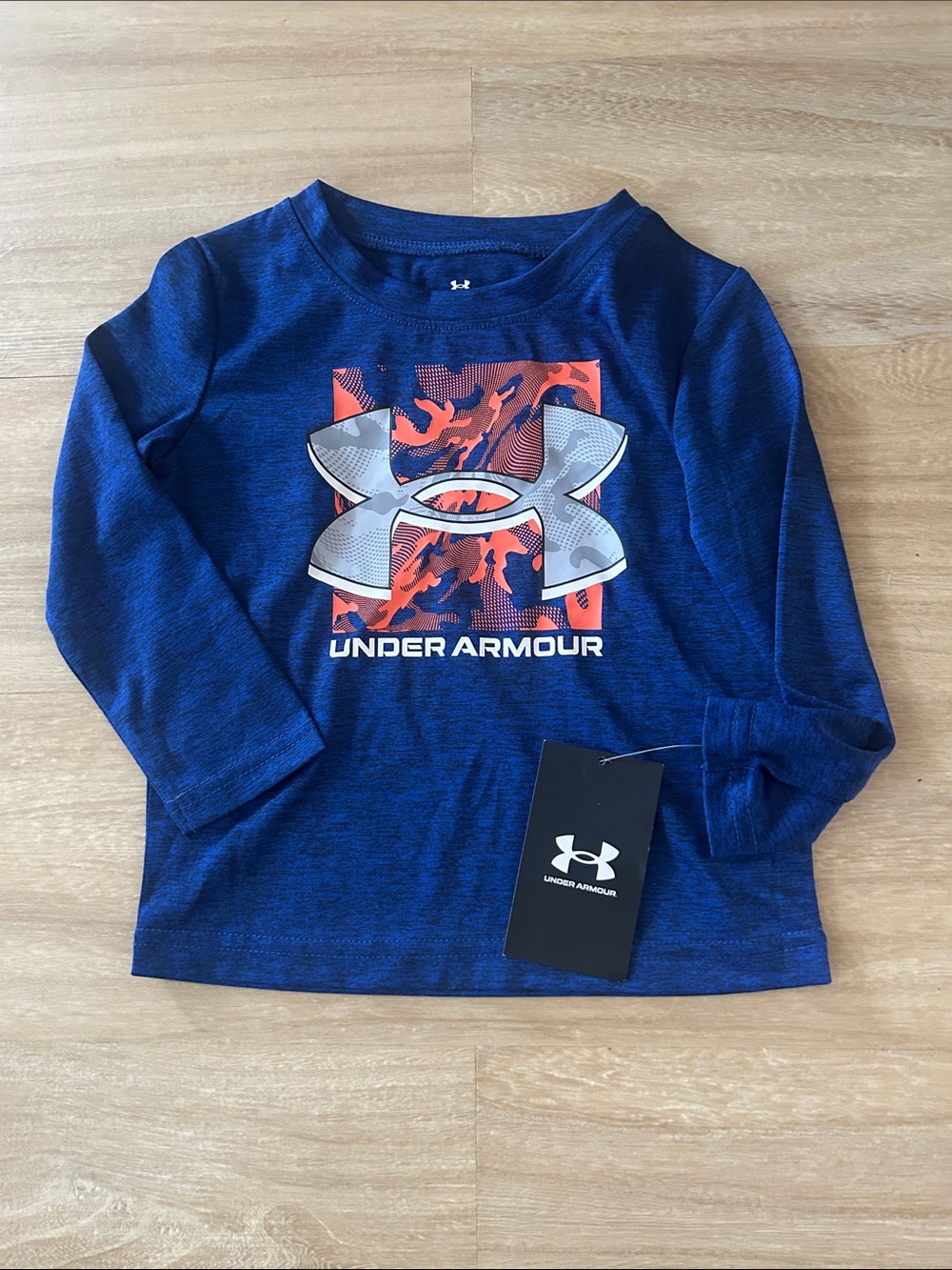 Baby Under Armour Navy Blue Long-Sleeve Tee with Orange Logo
